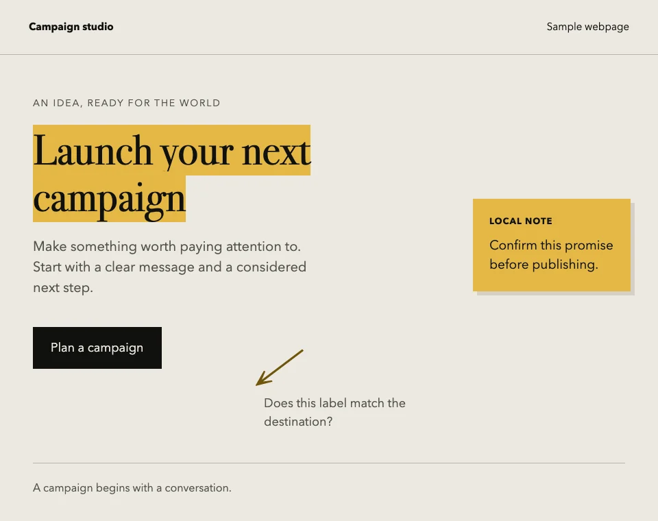Illustrative webpage showing Quillcrypt highlights, notes, and an annotation arrow